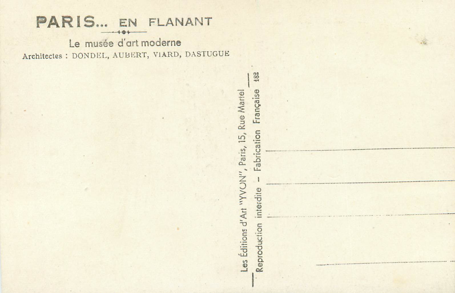 CPM Paris en Flanant Le Musee D'Art Moderne — Verso