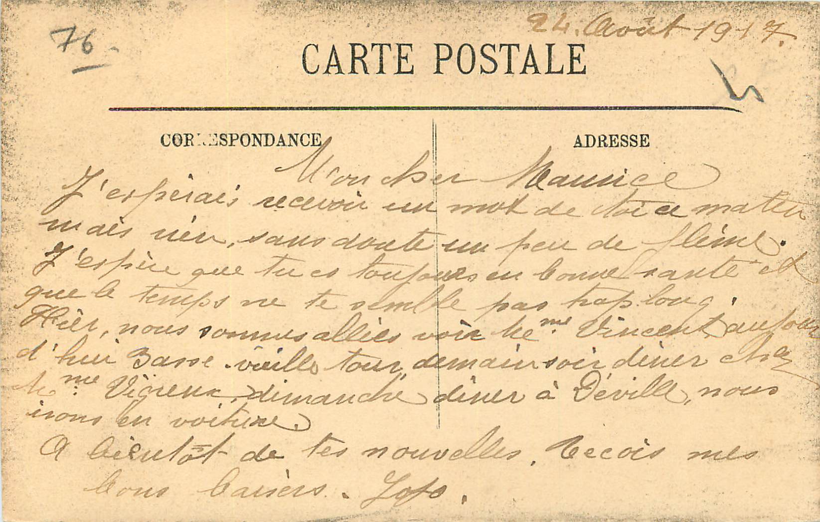CPA Rouen La Prefecture — Verso