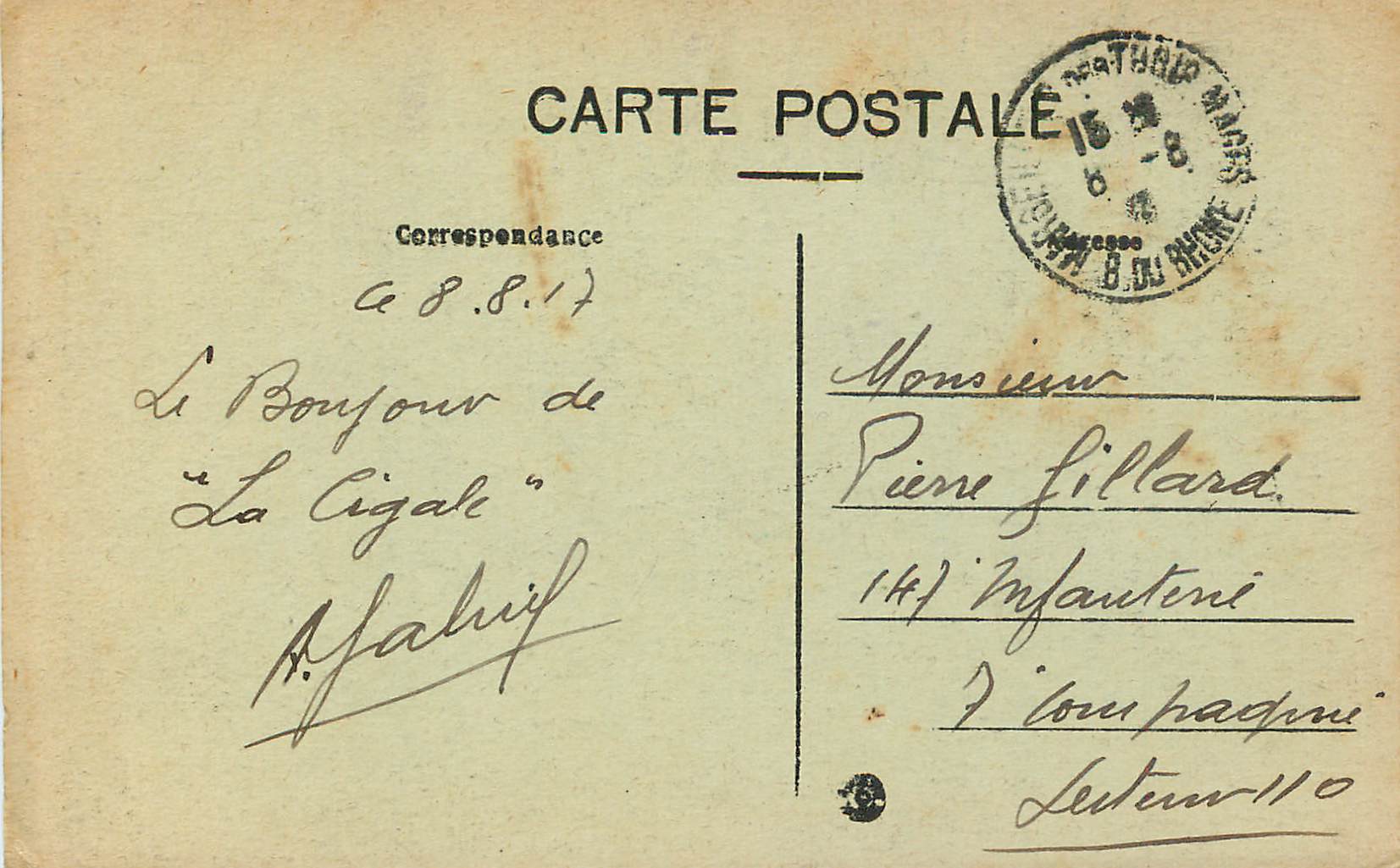 CPA Marseille Place Castellane Fontaine Jules Cantins La Mer Amphitrite — Rückseite
