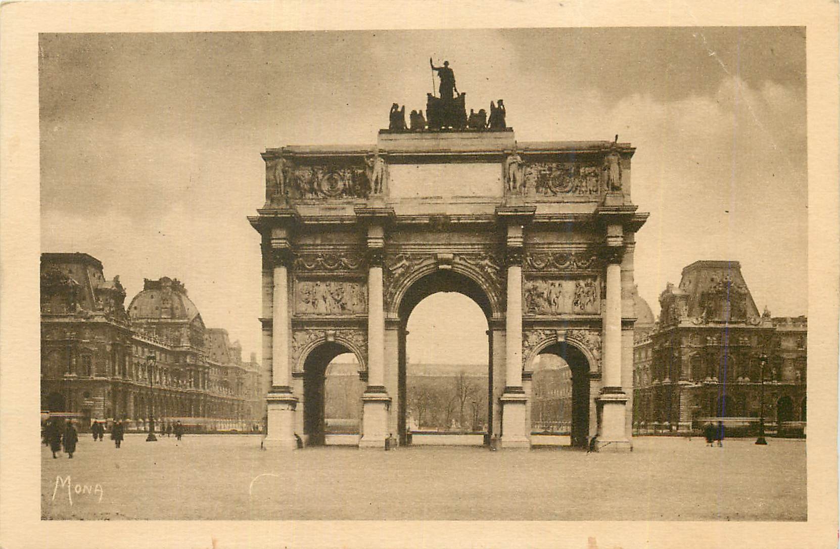 CPA Les Petis Tableaux de Paris L'Arc de Triomphe du Carrousel et le Louvre