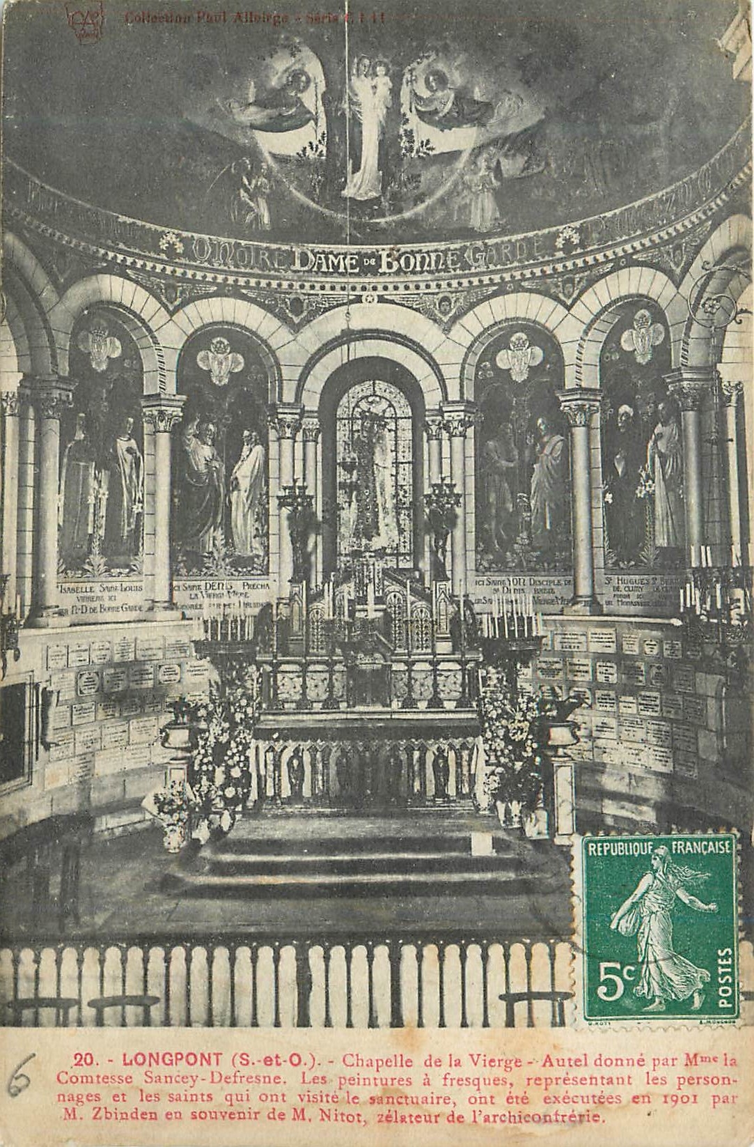 CPA LongPont (S et O) Chapelle de la Vierge Autel donne par Mme la Comtesse Sancey Defresne