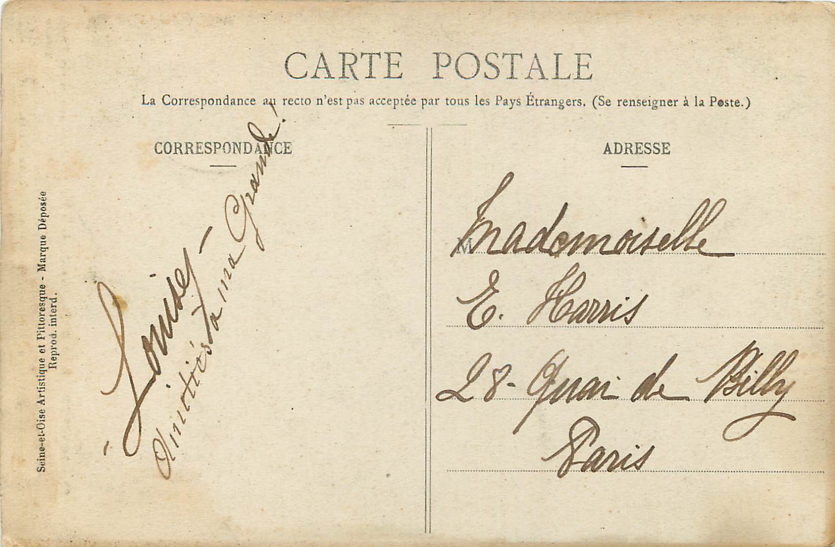 CPA LongPont (S et O) Chapelle de la Vierge Autel donne par Mme la Comtesse Sancey Defresne — Rückseite