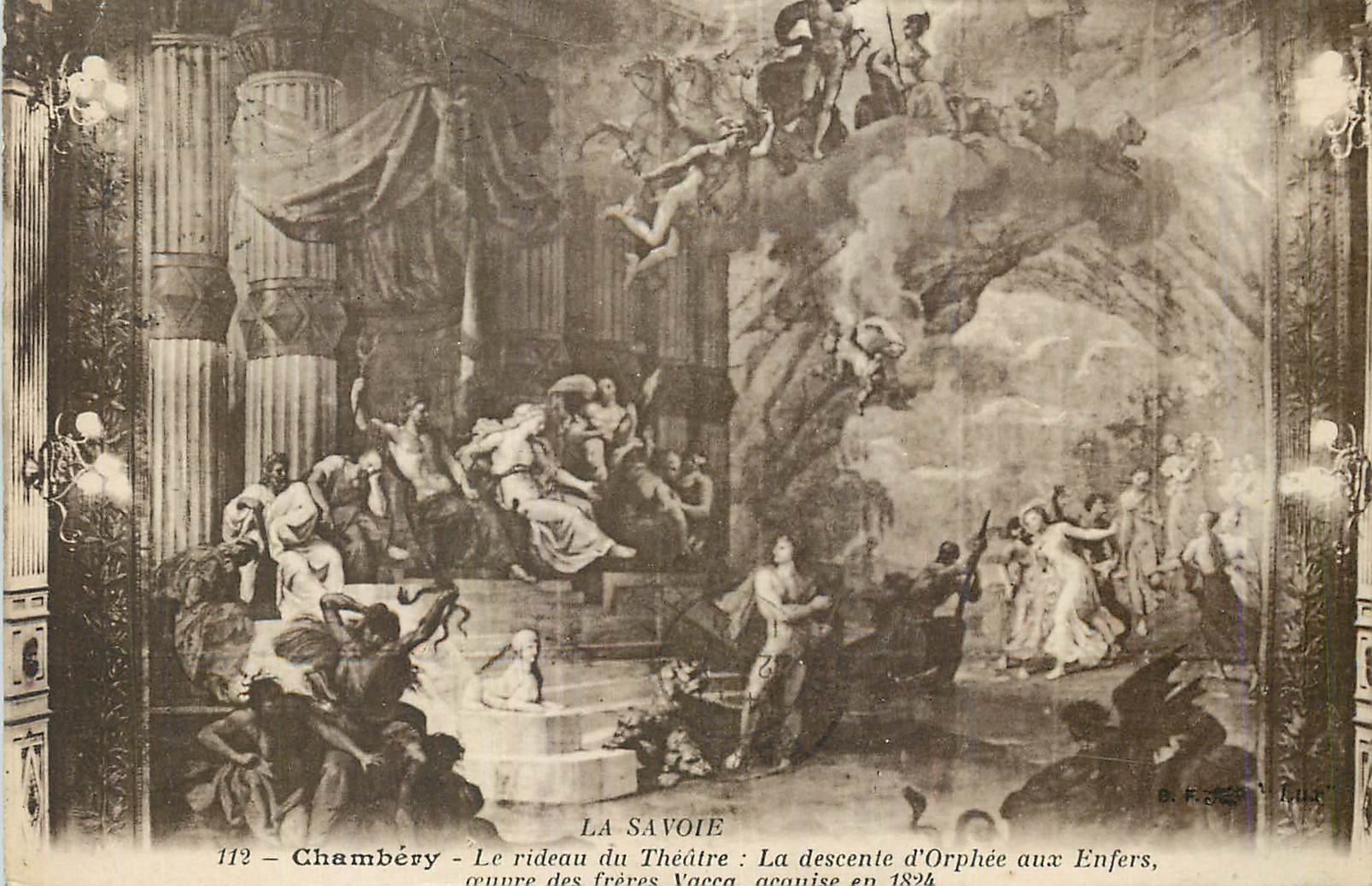 CPA La Savoie Chambery Le Rideau du Theatre La descente d'Orphee aux enfers Freres Vacca
