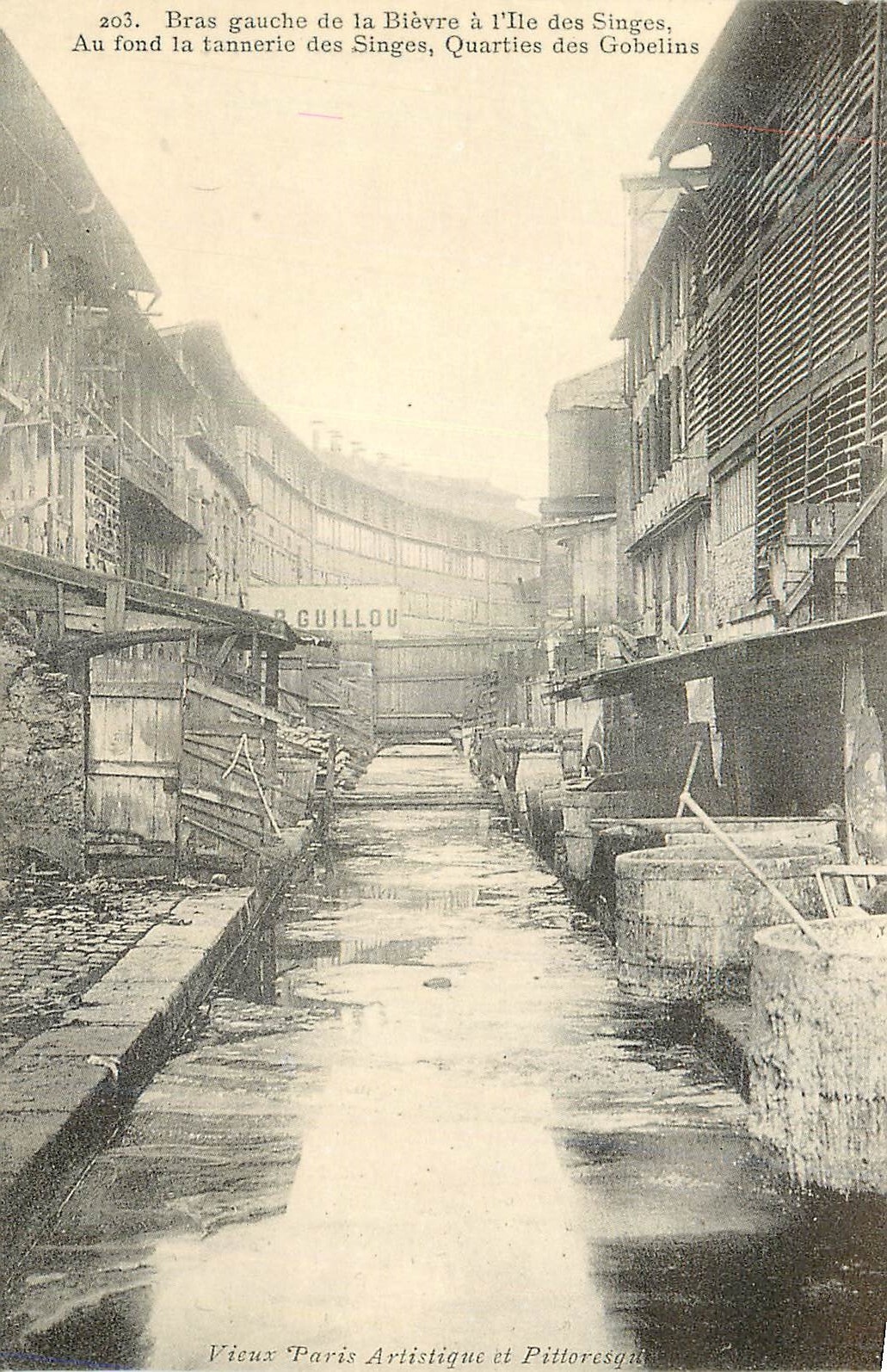 REPRO Vieux Paris Artistique et Pittoresque Bras Gauche de la Bievre a l'Ile des Singes Au Fond la Tannerie des Singes