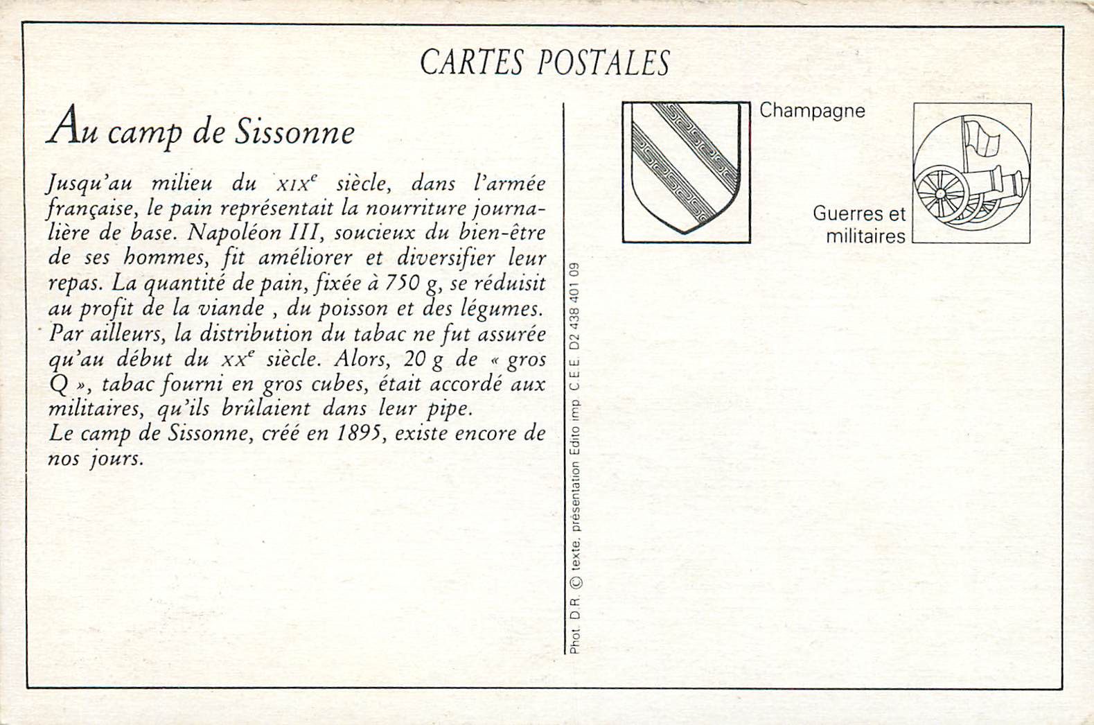 Camp de Sissonne (Aisne) — Distribution de Pain et Tabac — Ruet, frères, photo-éditeurs, Sissonne (Aisne) — Rückseite