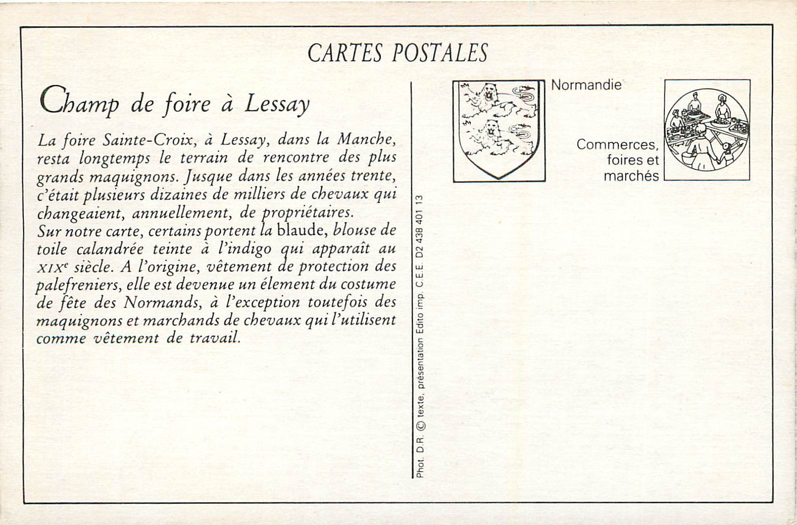 REPRO La Foire Sainte Croix a Lessay (12 Septembre) Un coin du Champ de Foire — Rückseite