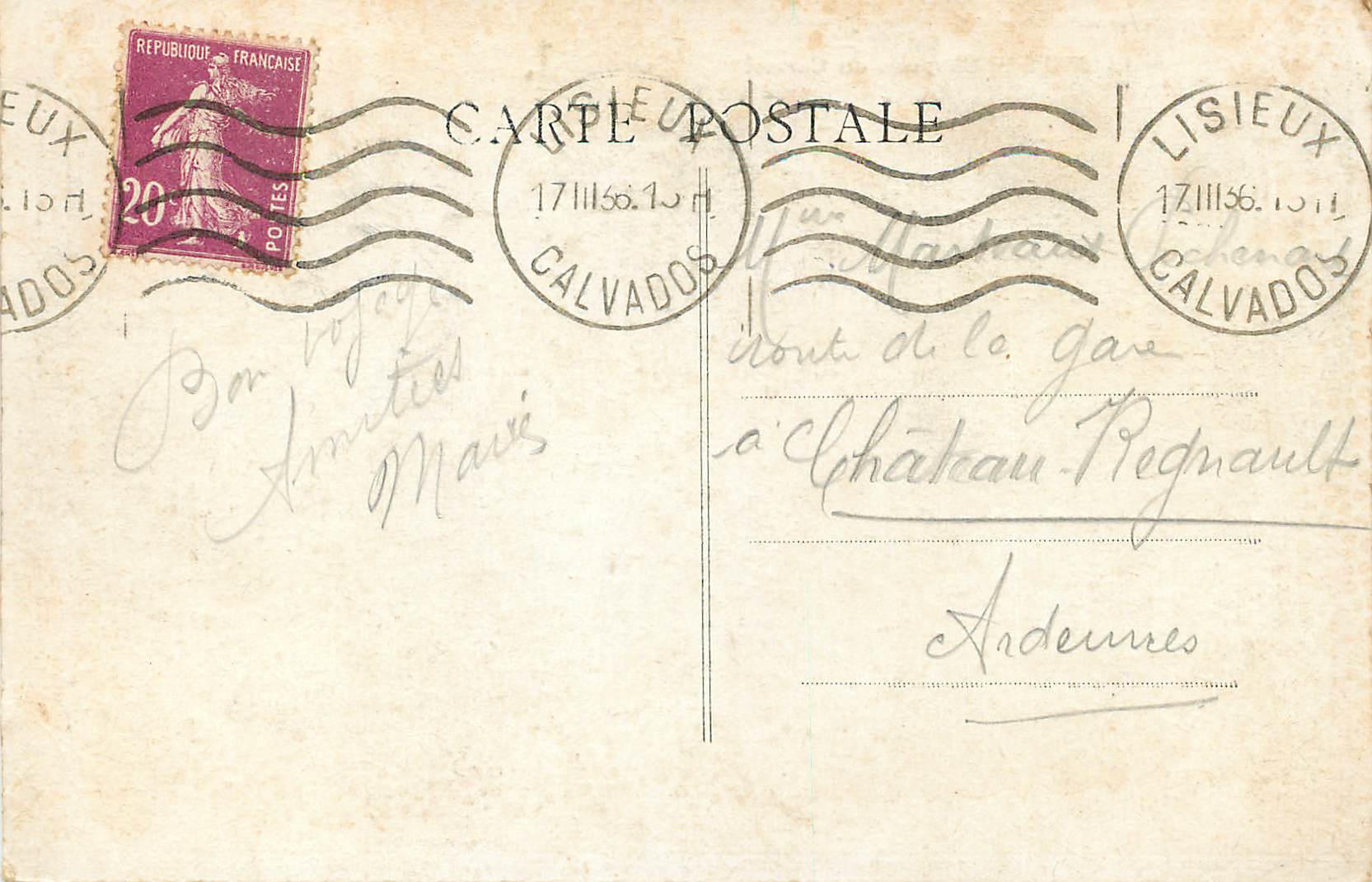 Lisieux — Chapelle du Carmel — Éditeur : Phot. G. Gougeard, Lisieux — Verso