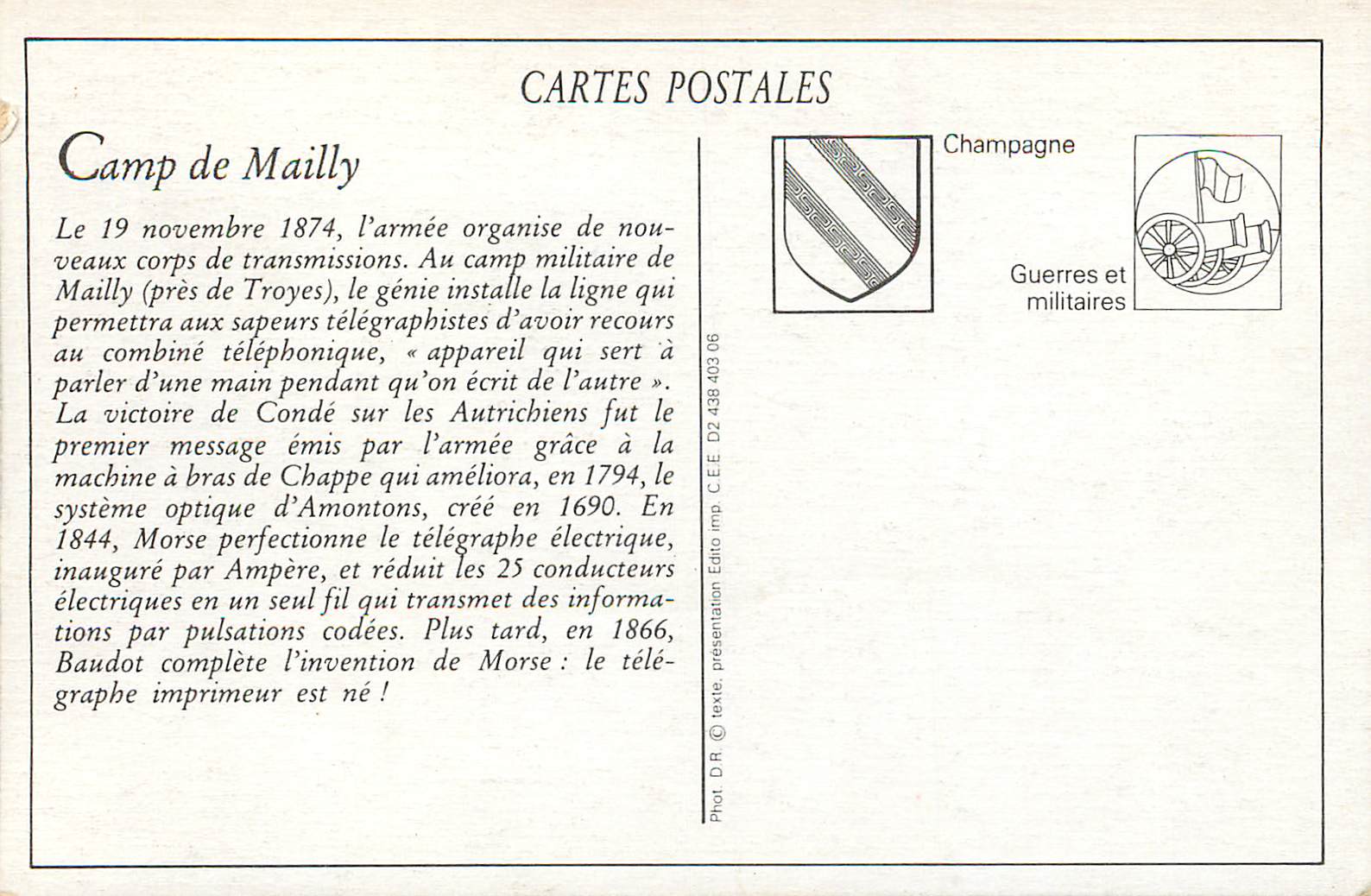 REPRO Au Camp de Mailly Telegraphie sans Fil Installation  du Poste — Back