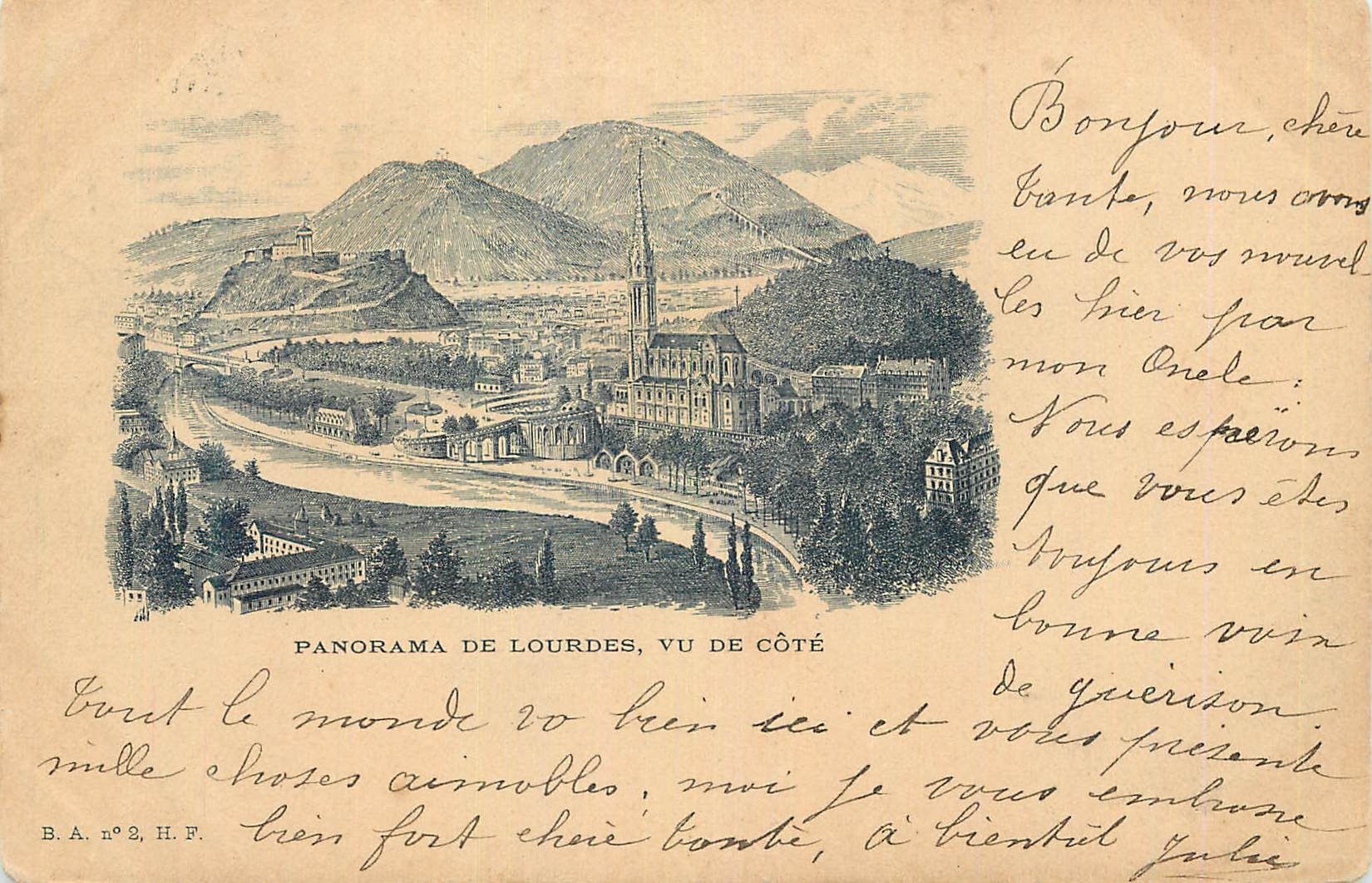 CPA Panorama du Lourdes vu de Cote (carte 1900)