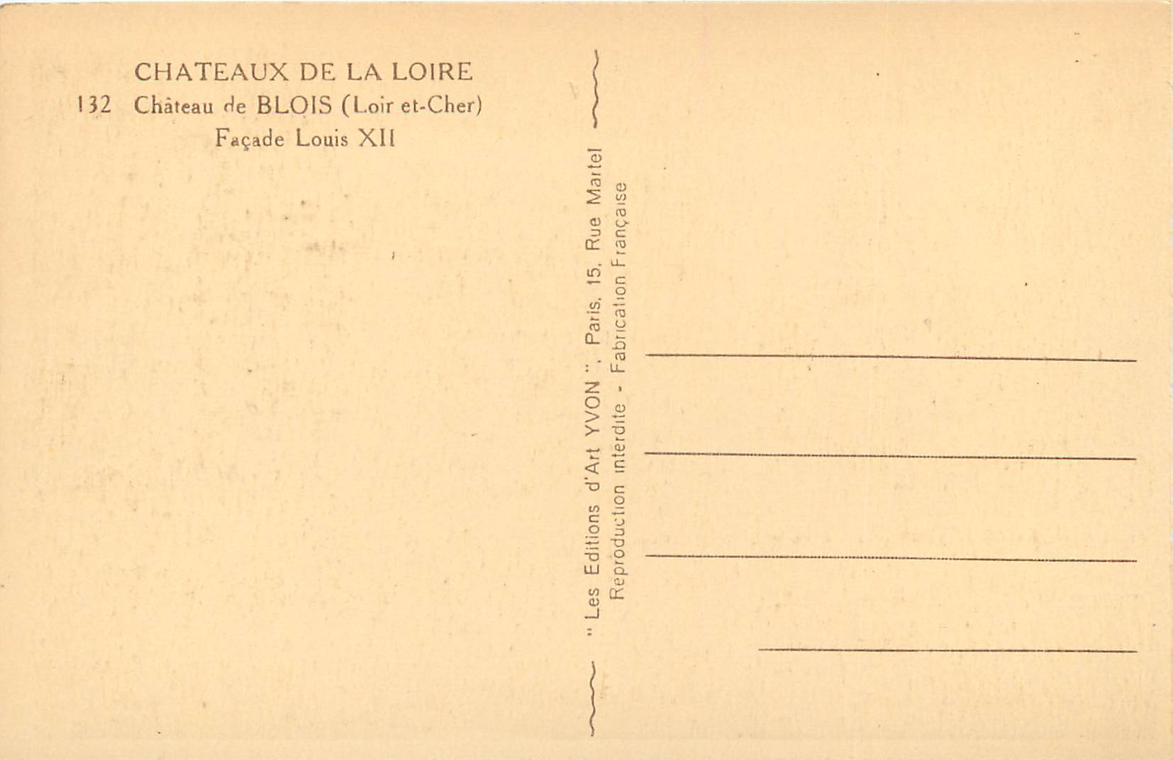 Château de Blois — Façade Louis XII — Éditions d'Art YVON — Reverso
