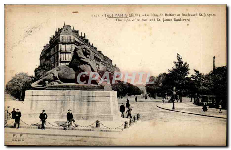 Paris(14)- Le Lion de Belfort-Oeuvre de Bartholdi-Place Denfert-Rochereau-The Lion of Belfort-CPA