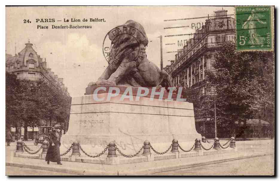 Paris(14)- Le Lion de Belfort-Oeuvre de Bartholdi-Place Denfert-Rochereau-The Lion of Belfort-CPA