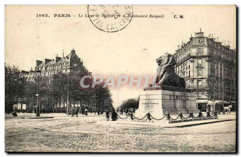 Paris(14) Le Lion de Belfort-Oeuvre de Bartholdi-Place Denfert-Rochereau-The Lion of Belfort-CPA