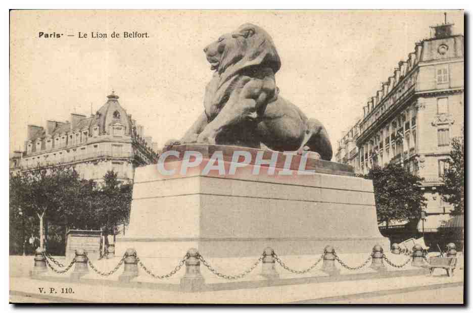 Paris(14) Le Lion de Belfort-Oeuvre de Bartholdi-Place Denfert-Rochereau-The Lion of Belfort-CPA