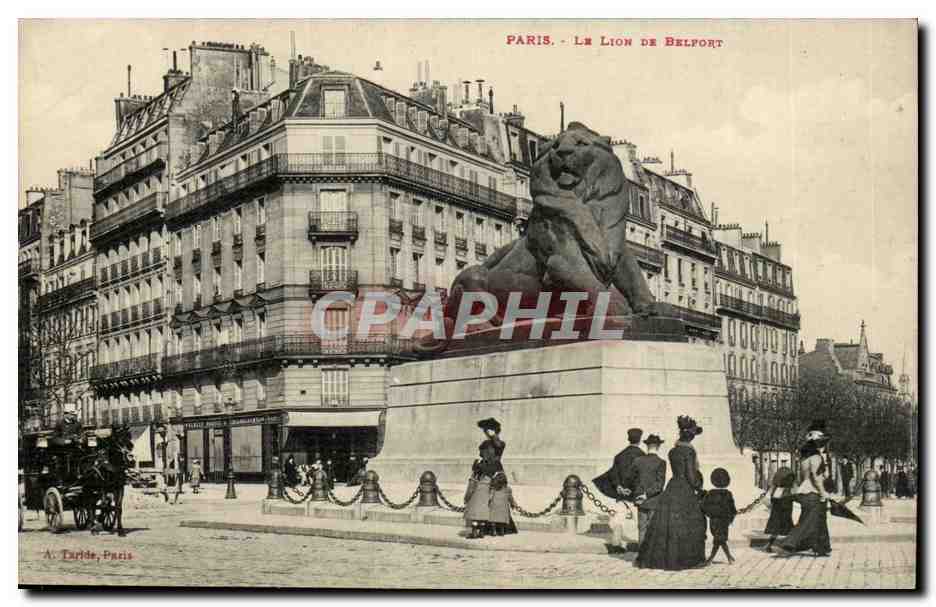Paris(14) Le Lion de Belfort-Oeuvre de Bartholdi-Place Denfert-Rochereau-The Lion of Belfort-CPA