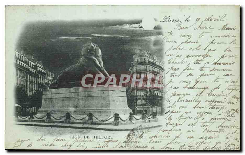 Paris(14) Le Lion de Belfort-Oeuvre de Bartholdi-Place Denfert-Rochereau-The Lion of Belfort-CPA