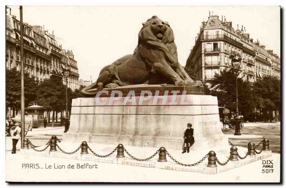Paris(14) Enfant-Le Lion de Belfort-Oeuvre de Bartholdi-Place Denfert-Rochereau-The Lion of Belfort-CPA