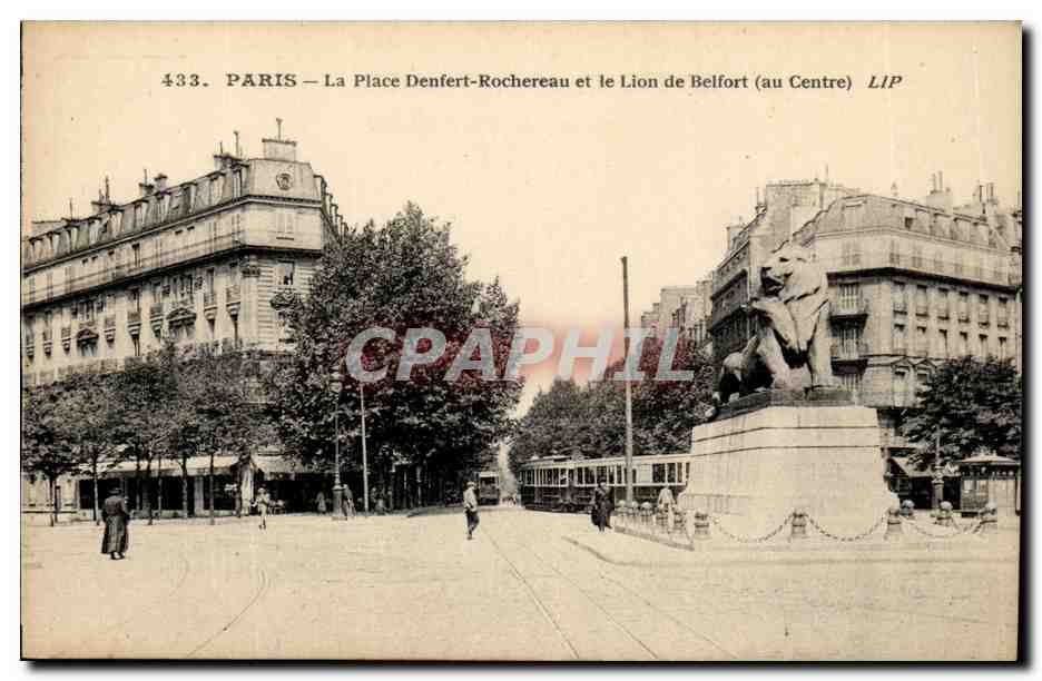 Paris(14) Le Lion de Belfort-Oeuvre de Bartholdi-Place Denfert-Rochereau-The Lion of Belfort-CPA