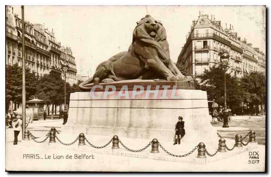 Paris(14 Enfant) Le Lion de Belfort-Oeuvre de Bartholdi-Place Denfert-Rochereau-The Lion of Belfort-CPA