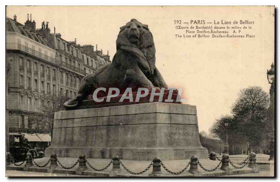 Paris(14) Le Lion de Belfort-Oeuvre de Bartholdi-Place Denfert-Rochereau-The Lion of Belfort-CPA