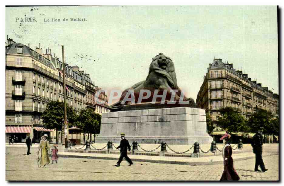 Paris(14) Enfant-Gendarme Le Lion de Belfort-Oeuvre de Bartholdi-Place Denfert-Rochereau-The Lion of Belfort-CPA