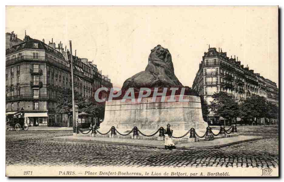 Paris(14) Le Lion de Belfort-Oeuvre de Bartholdi-Place Denfert-Rochereau-The Lion of Belfort-CPA