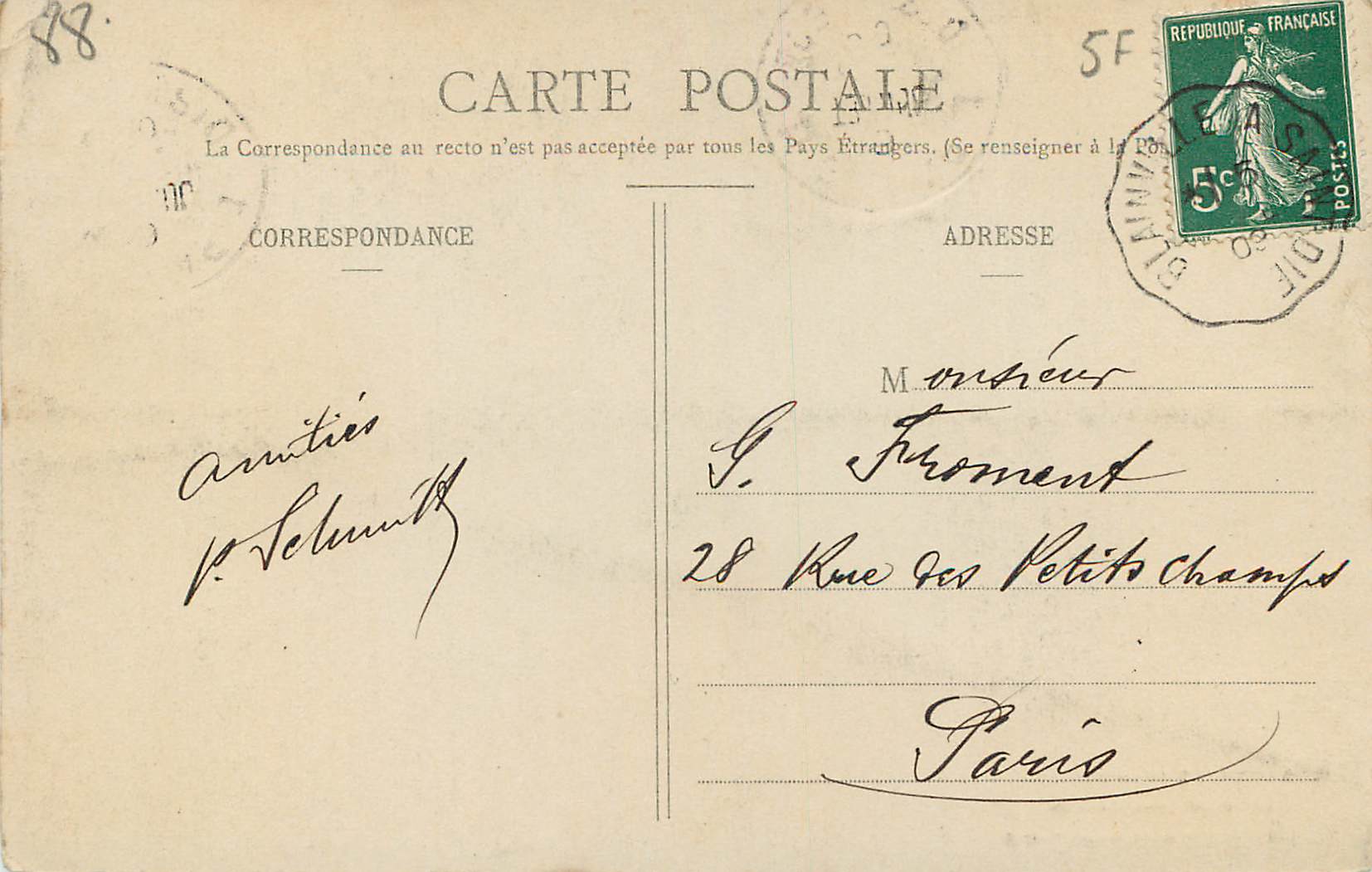 CPA Gerardmer Vosges au Pont des Singes — Rückseite