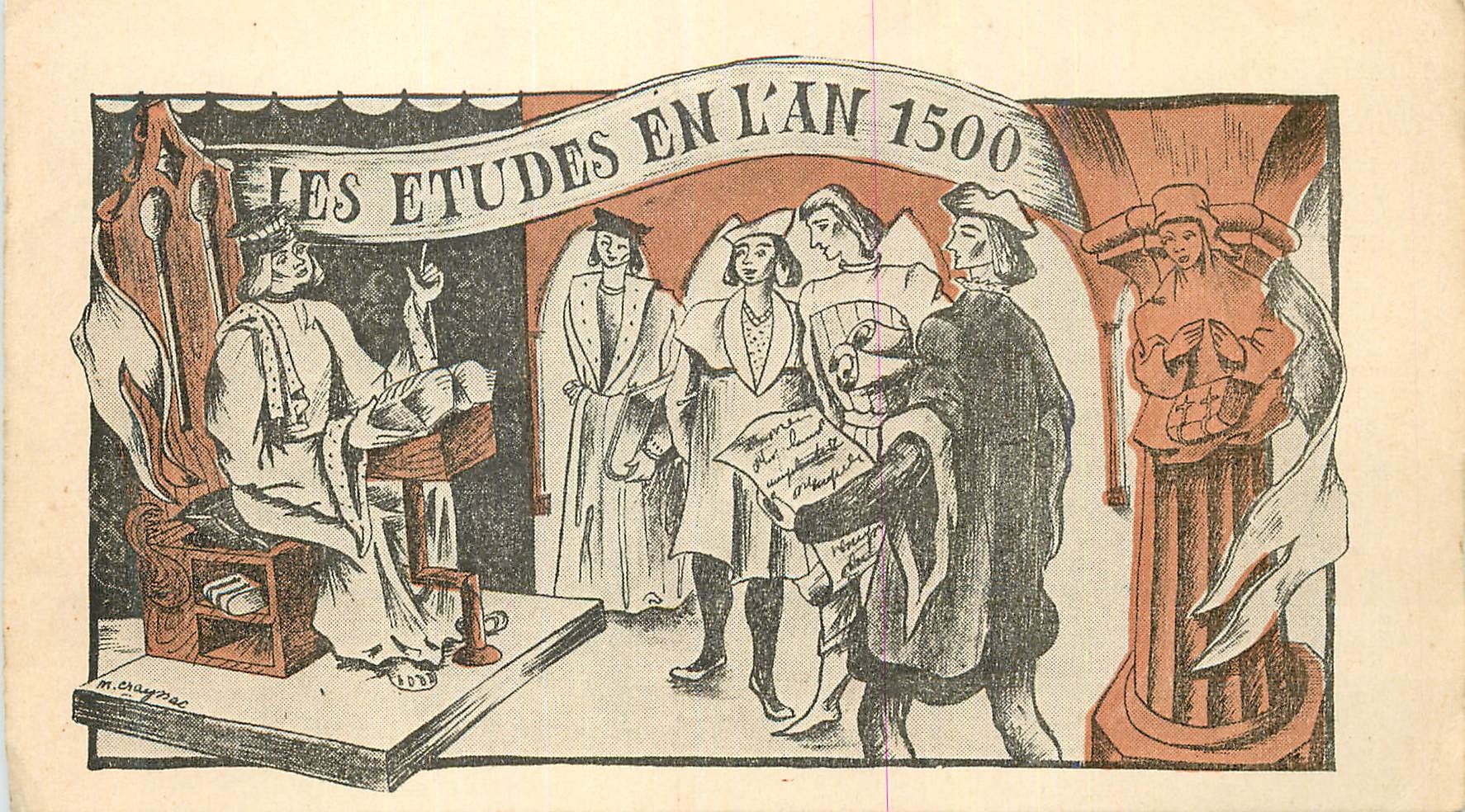 CPA les Etudes en l'An 1500 Baccalaureat