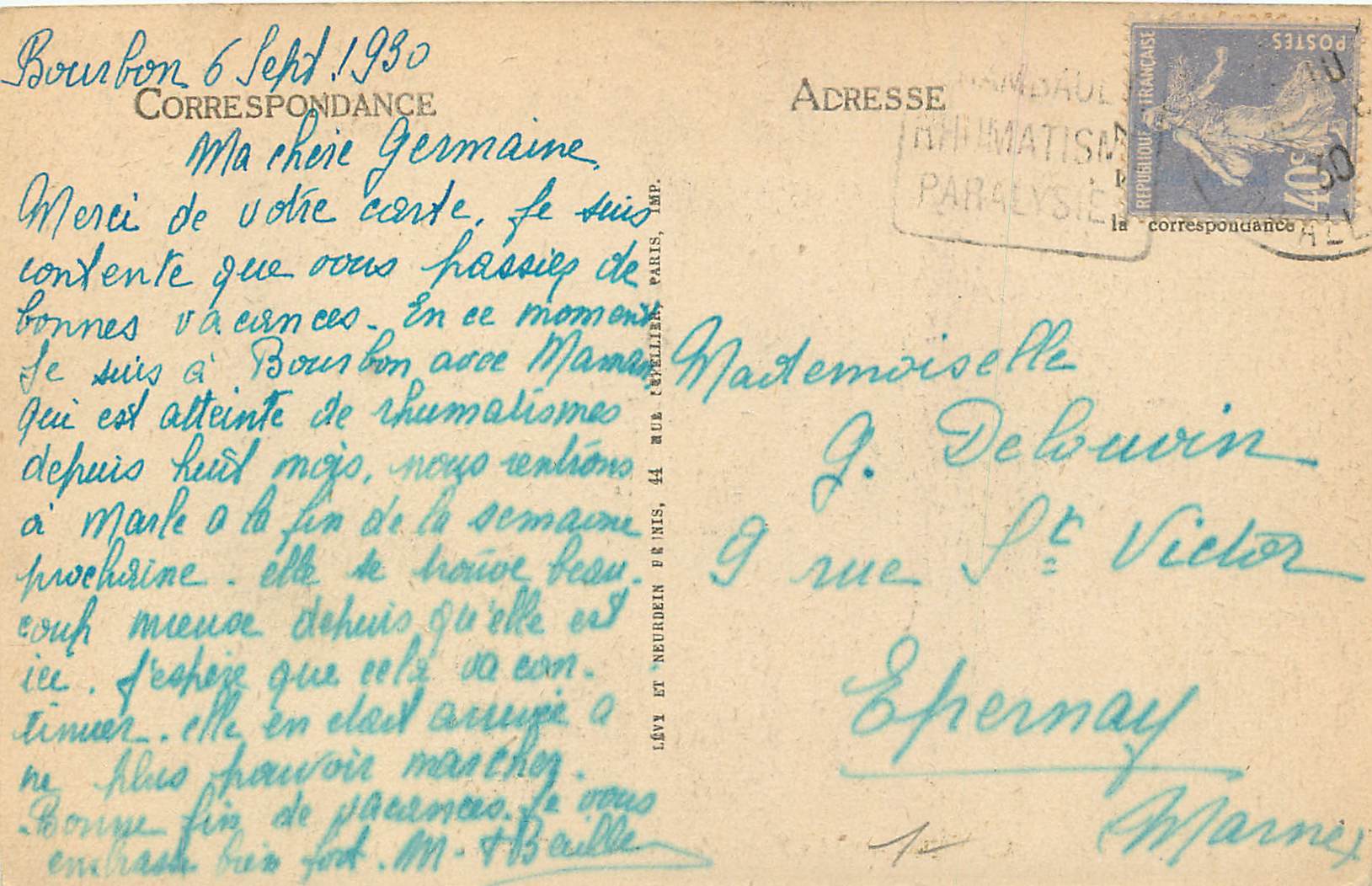 CPA Bourbon l'Archambault les Tours du Chateau — Rückseite