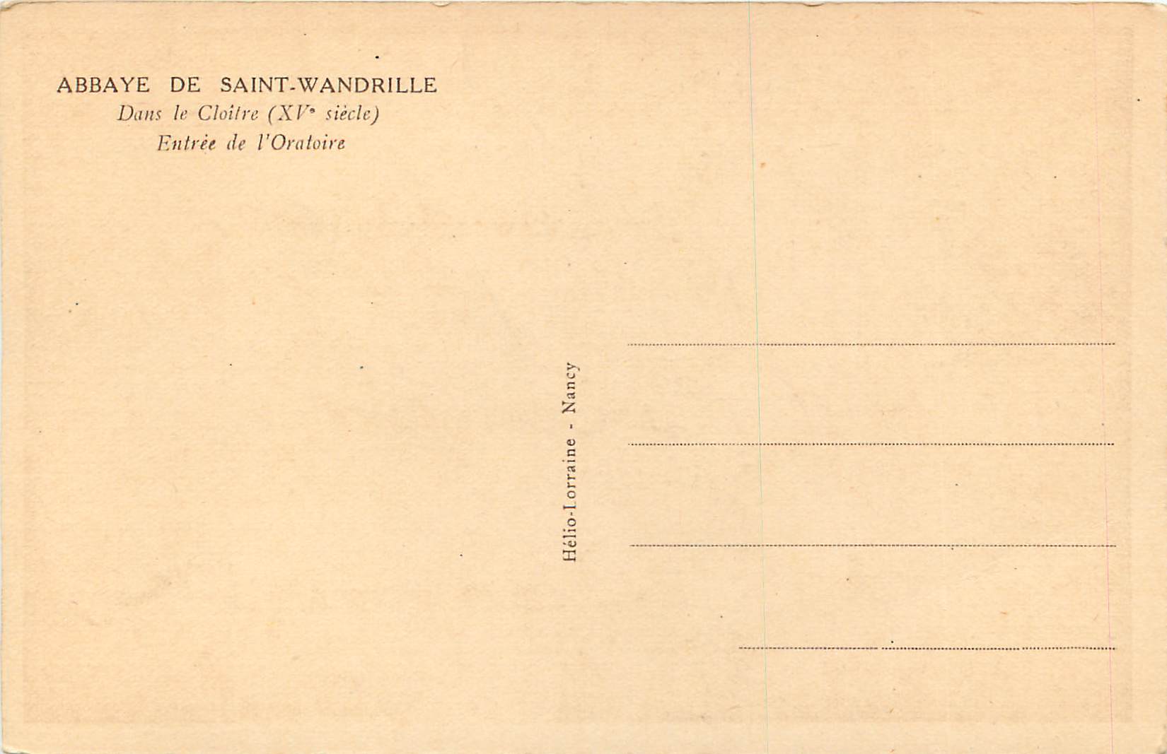CPA Abbaye de saint Wandrille Dans le Cloitre (XIe siecle) Entree de l'Oratoire — Rückseite