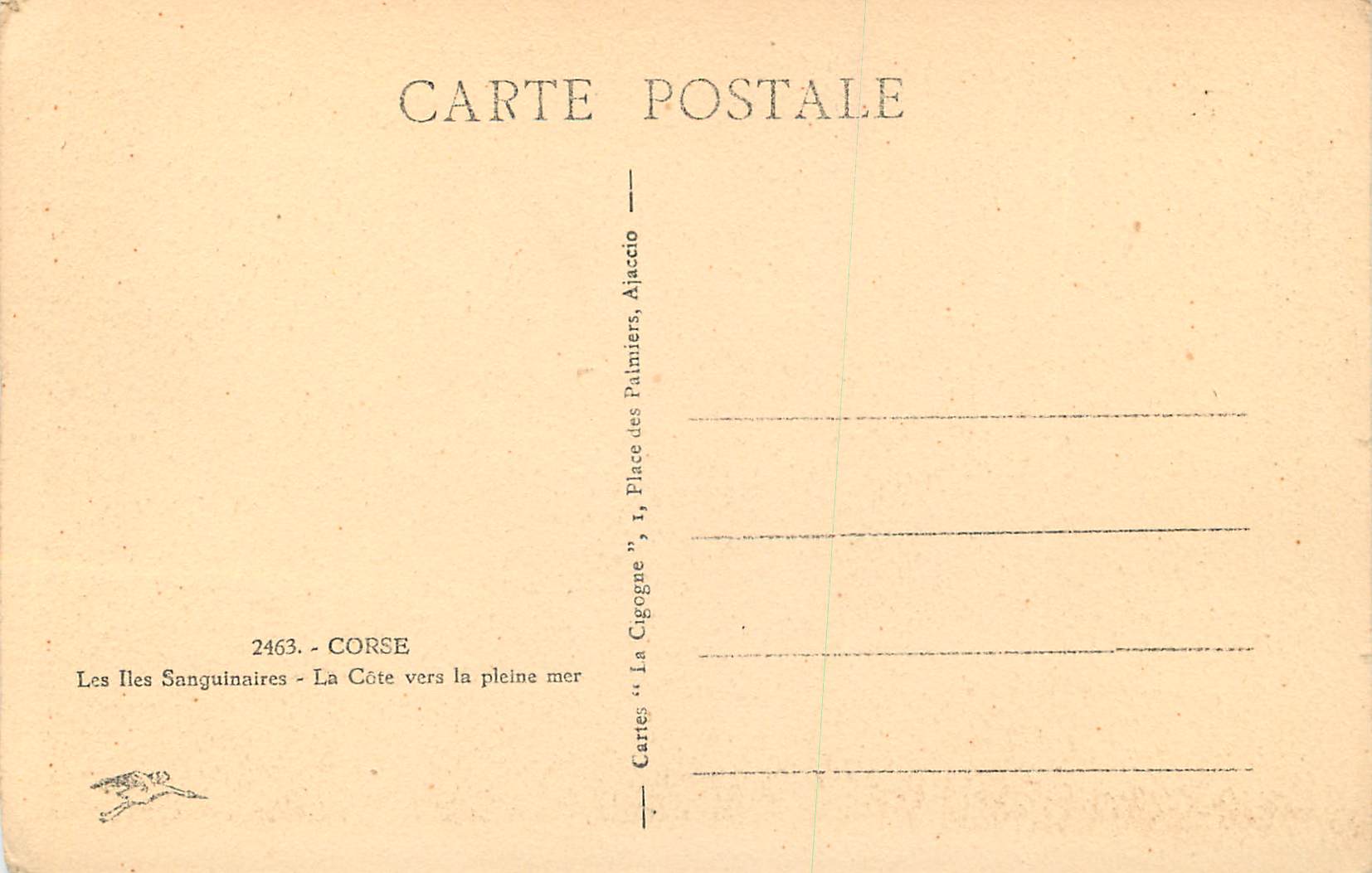 Die Sanguinaria-Inseln - Die Küste zum offenen Meer — Korsika, Verlag 'Cartes "La Cigogne"' — Rückseite