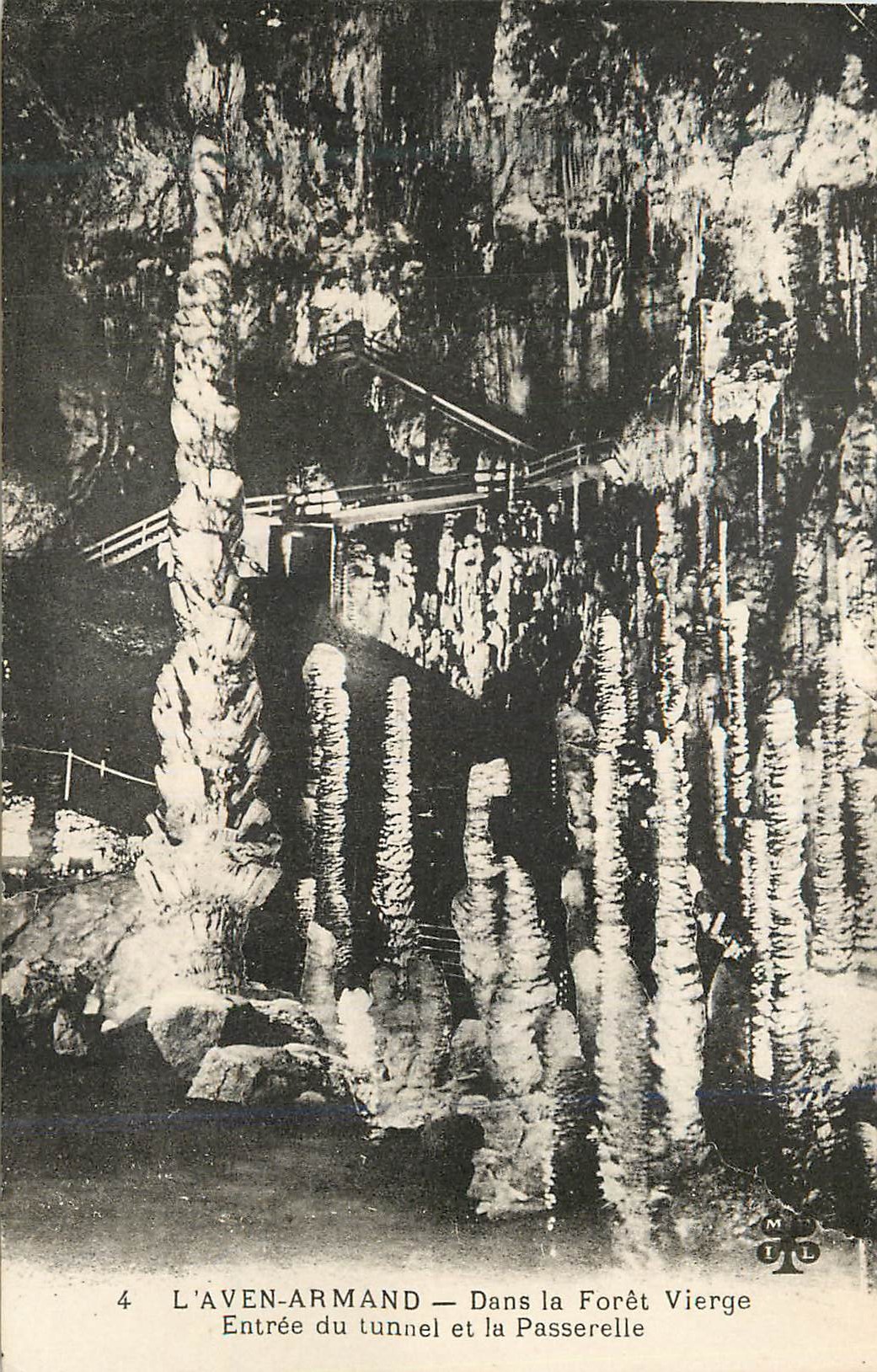 CPA l'Aven Armand dans la Foret Vierge Entree du Tunnel et la Passerelle