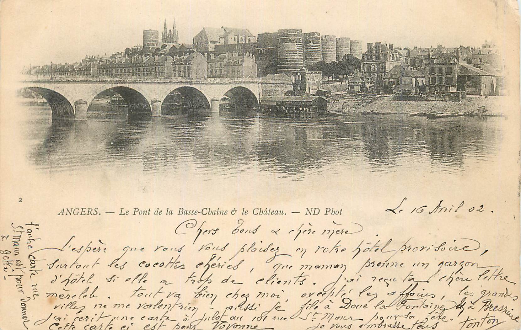 CPA Angers le Pont de la Basse Chaine et le Château (carte 1900)