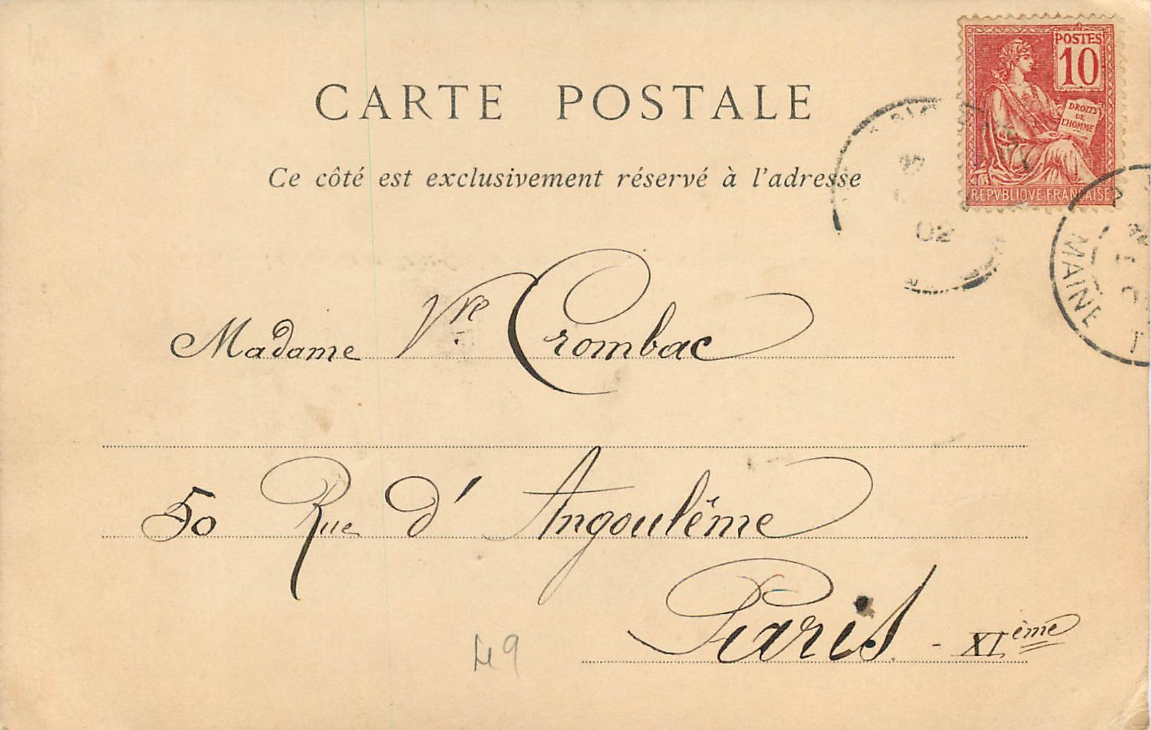 CPA Angers le Pont de la Basse Chaine et le Château (carte 1900) — Rückseite