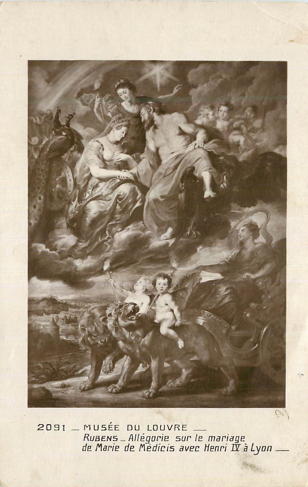 CPA Musee du Louvre Rubens Allegorie sur le Mariage du Marie de Medicis avec Henri IV a Lyon