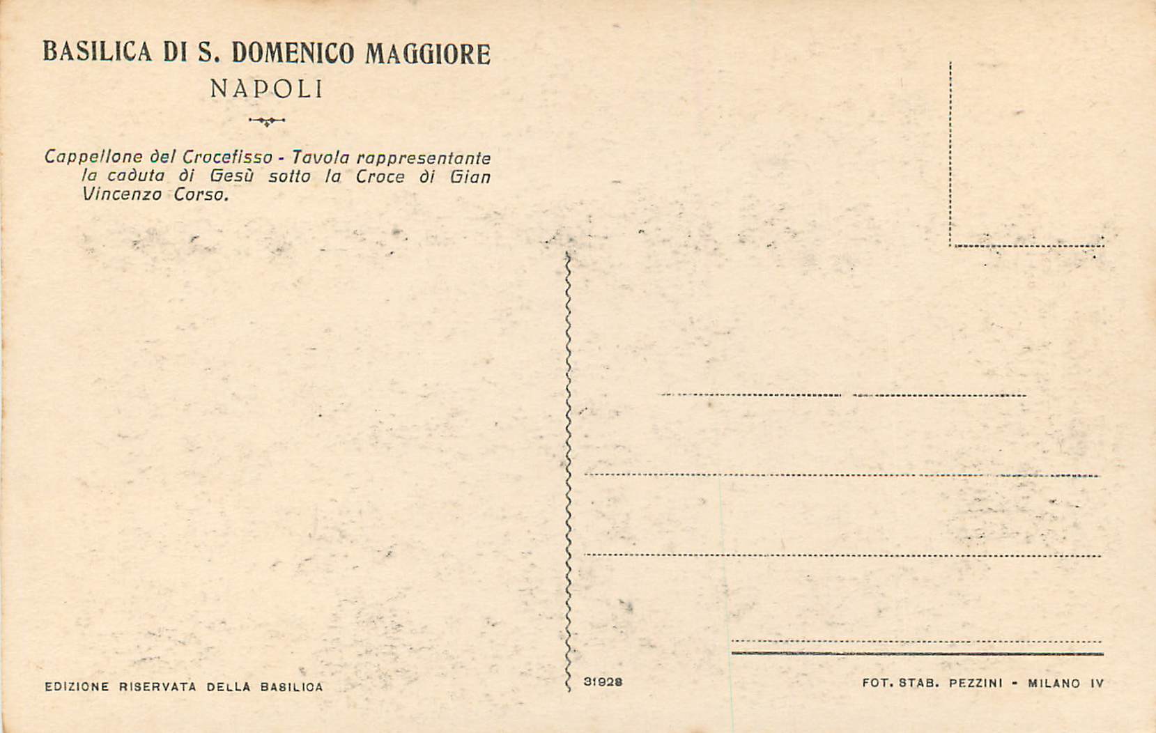 CPA Basilica Di S Domenico Maggiore Napoli Cappellone del Crocefisso Vincenzo Corso — Rückseite