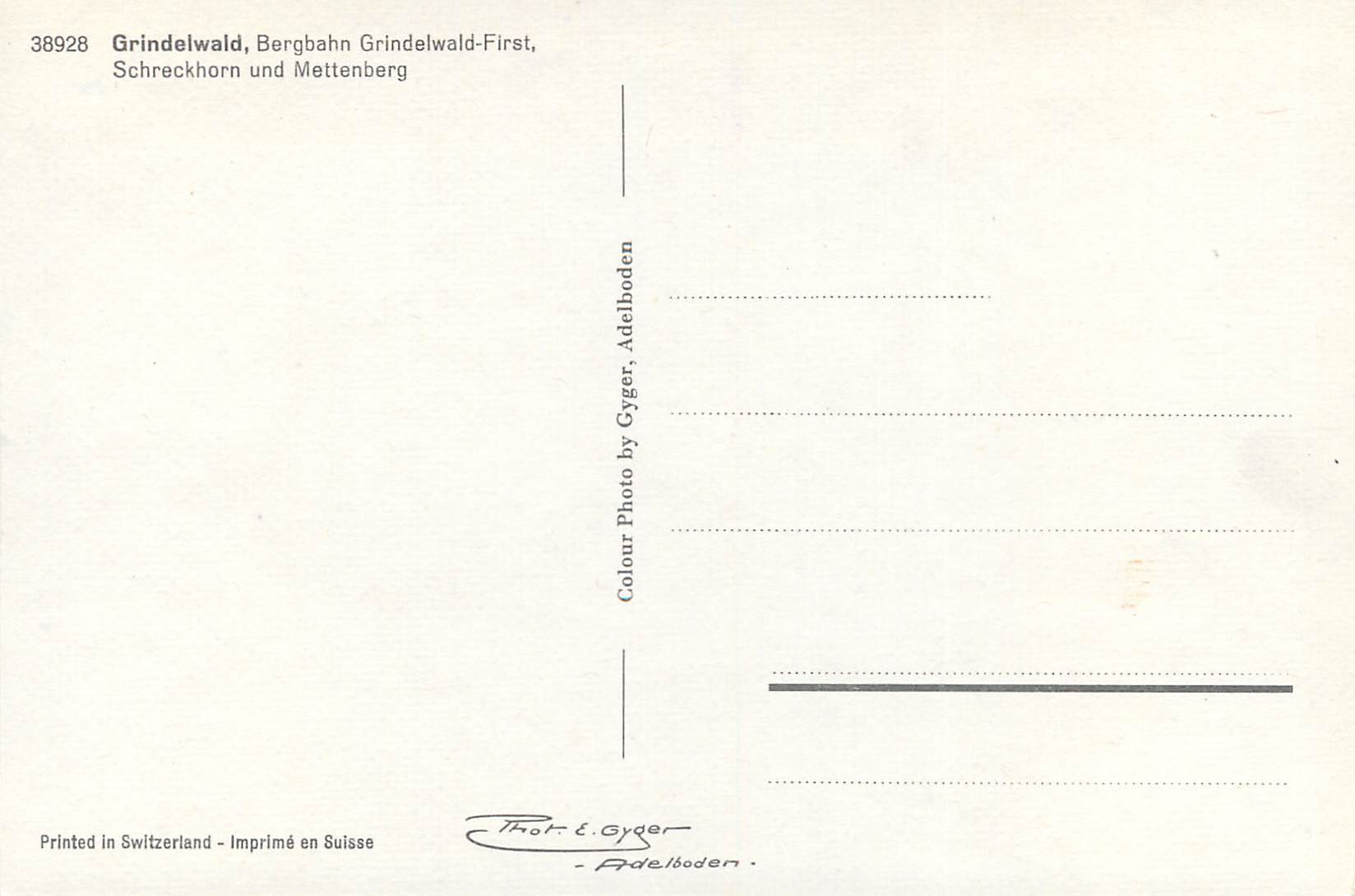 CPM Grindelwald Bergbahn Grindelwald First Schreckhorn und Mettenberg — Rückseite
