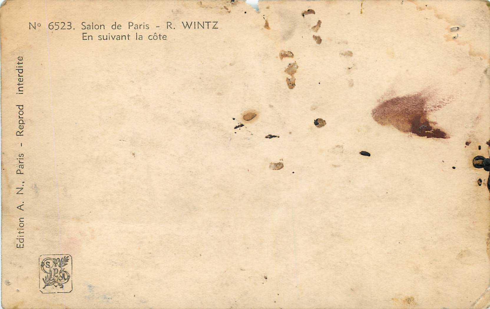 Vue côtière — En suivant la côte — R. WINTZ, Salon de Paris, n° 6523 — Verso