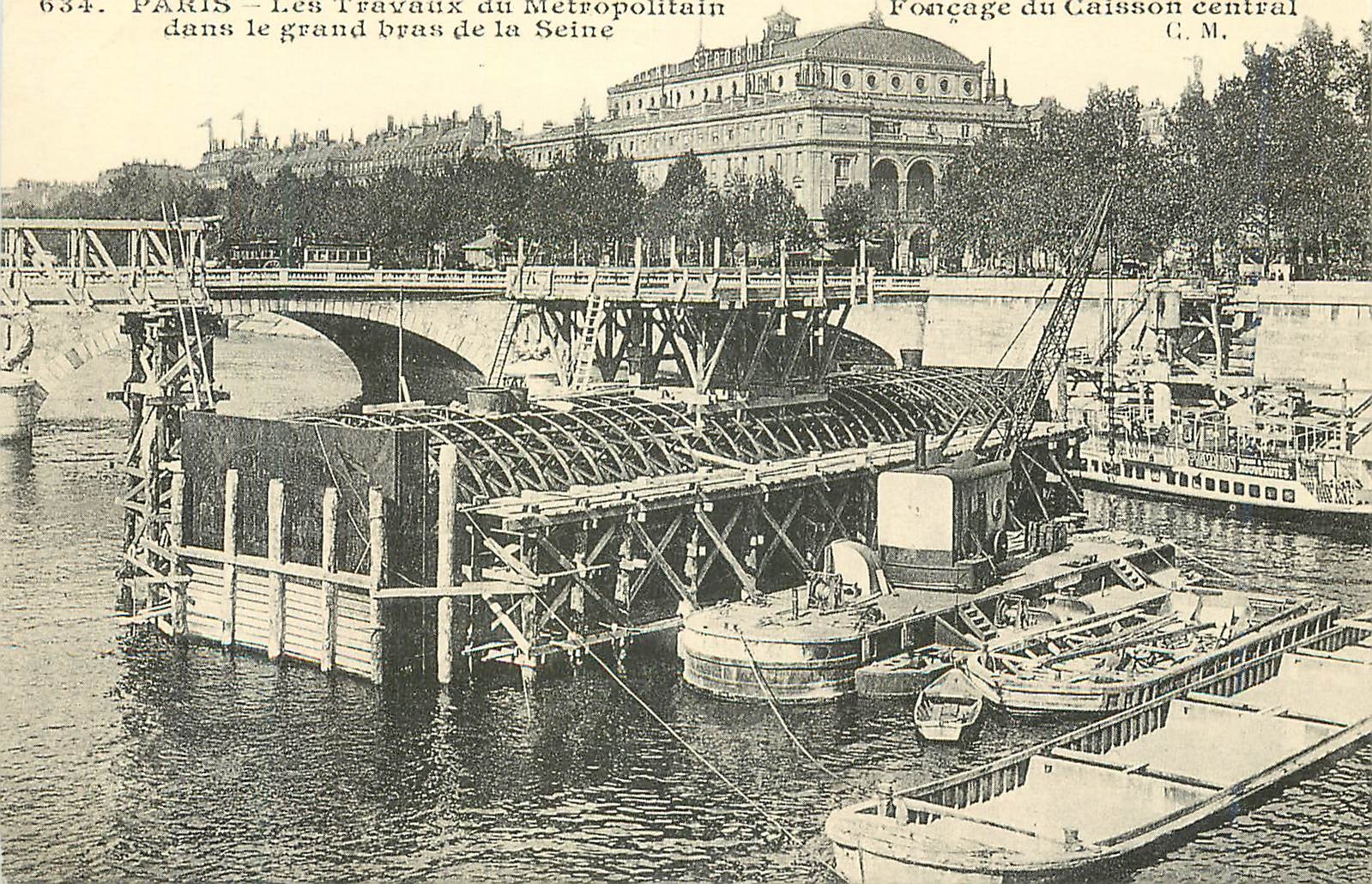 REPRO Paris les Travaux du Metropolitain dans le Grand Bras de la Seine 