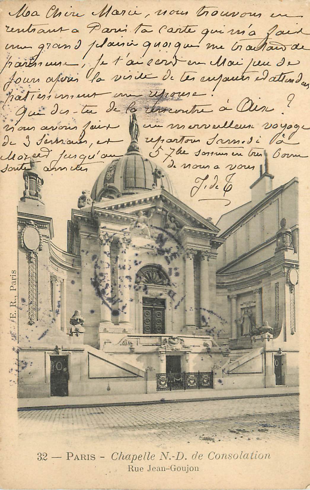 CPA Paris Chapelle ND de Consolation Rue Jean Goujon (carte 1900)