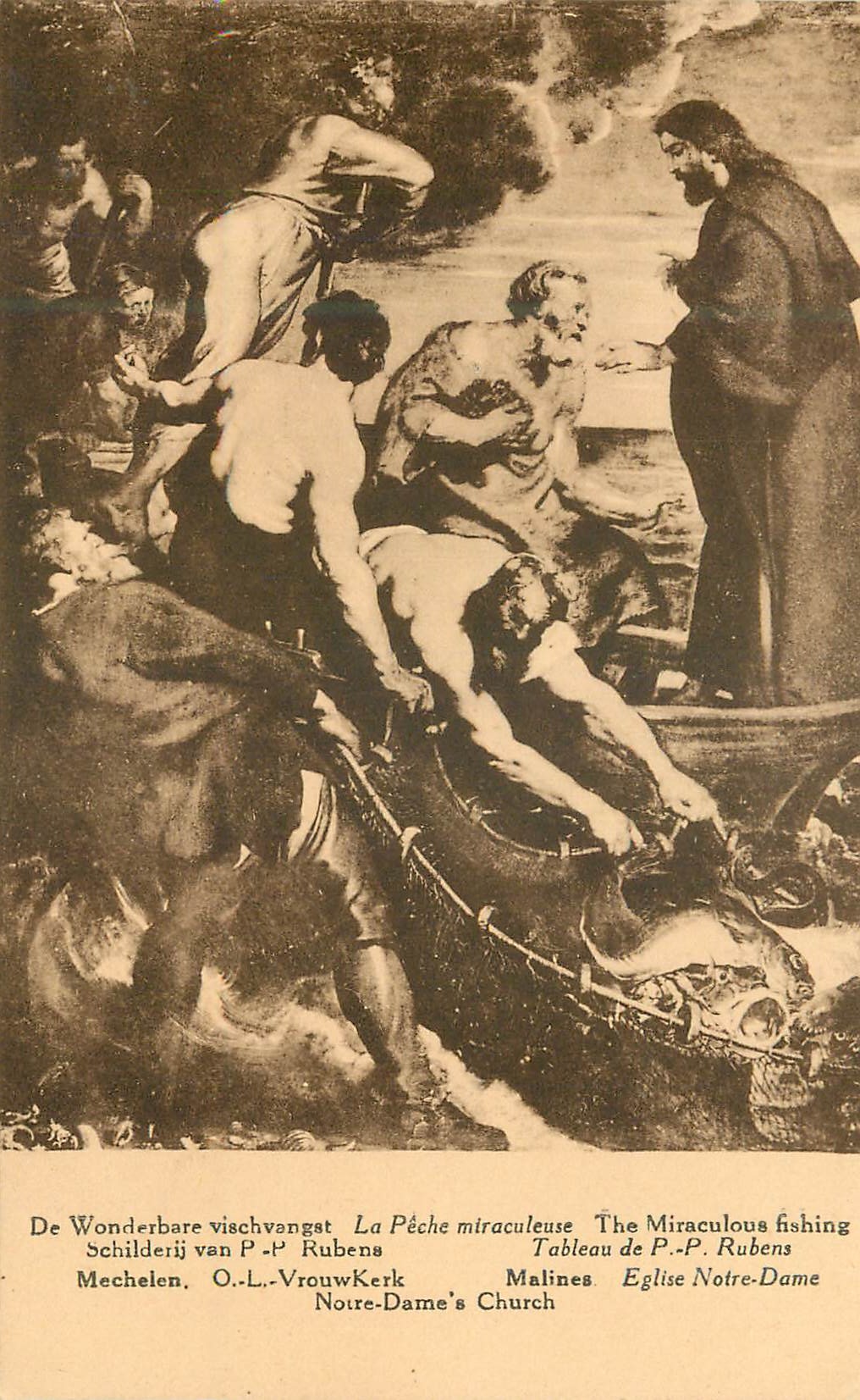 CPA la Peche Miraculeuse Tableau de PP Rubens Malines Eglise Notre dame