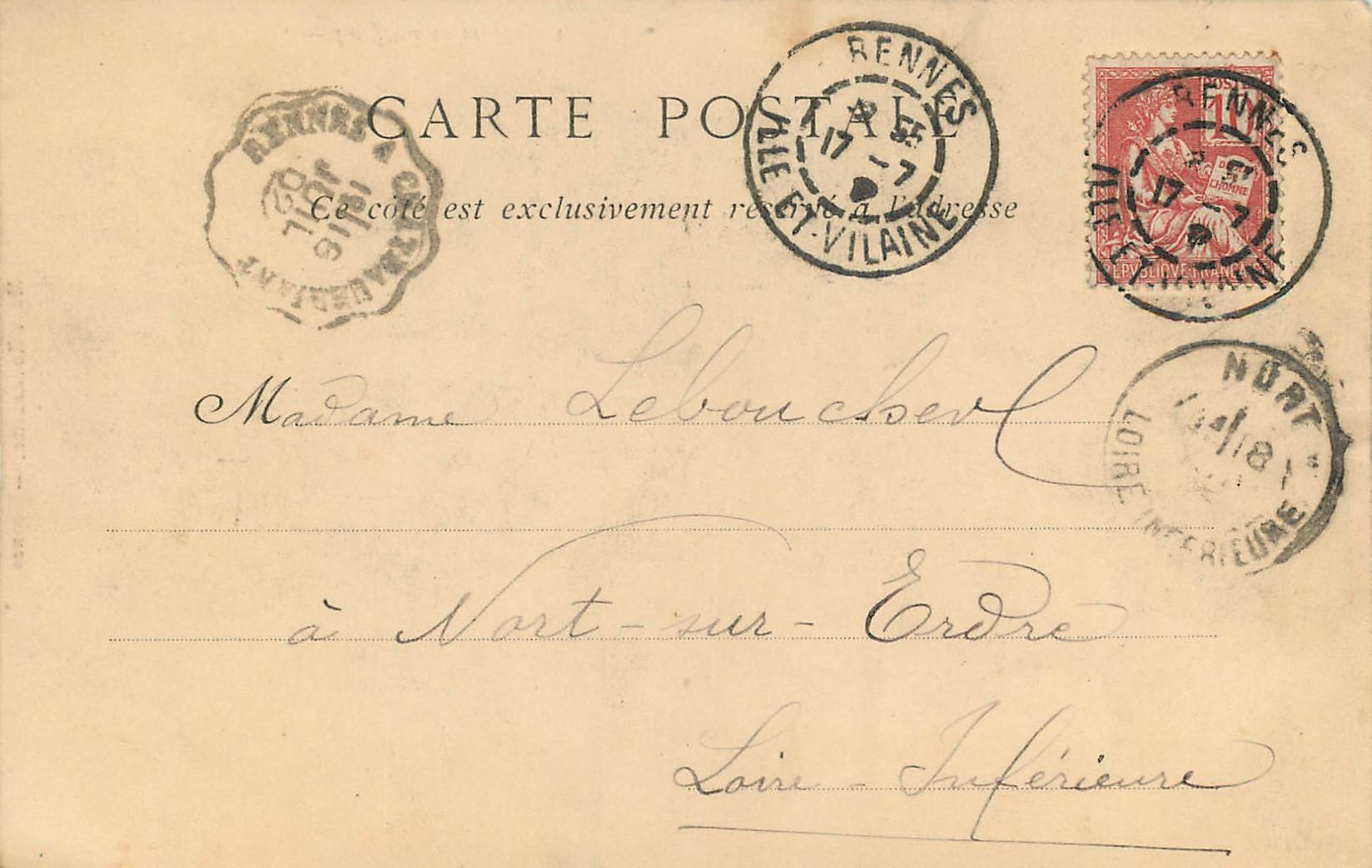 Rennes — Le Jardin des Plantes — Mas Rousset — Réponse — Rückseite
