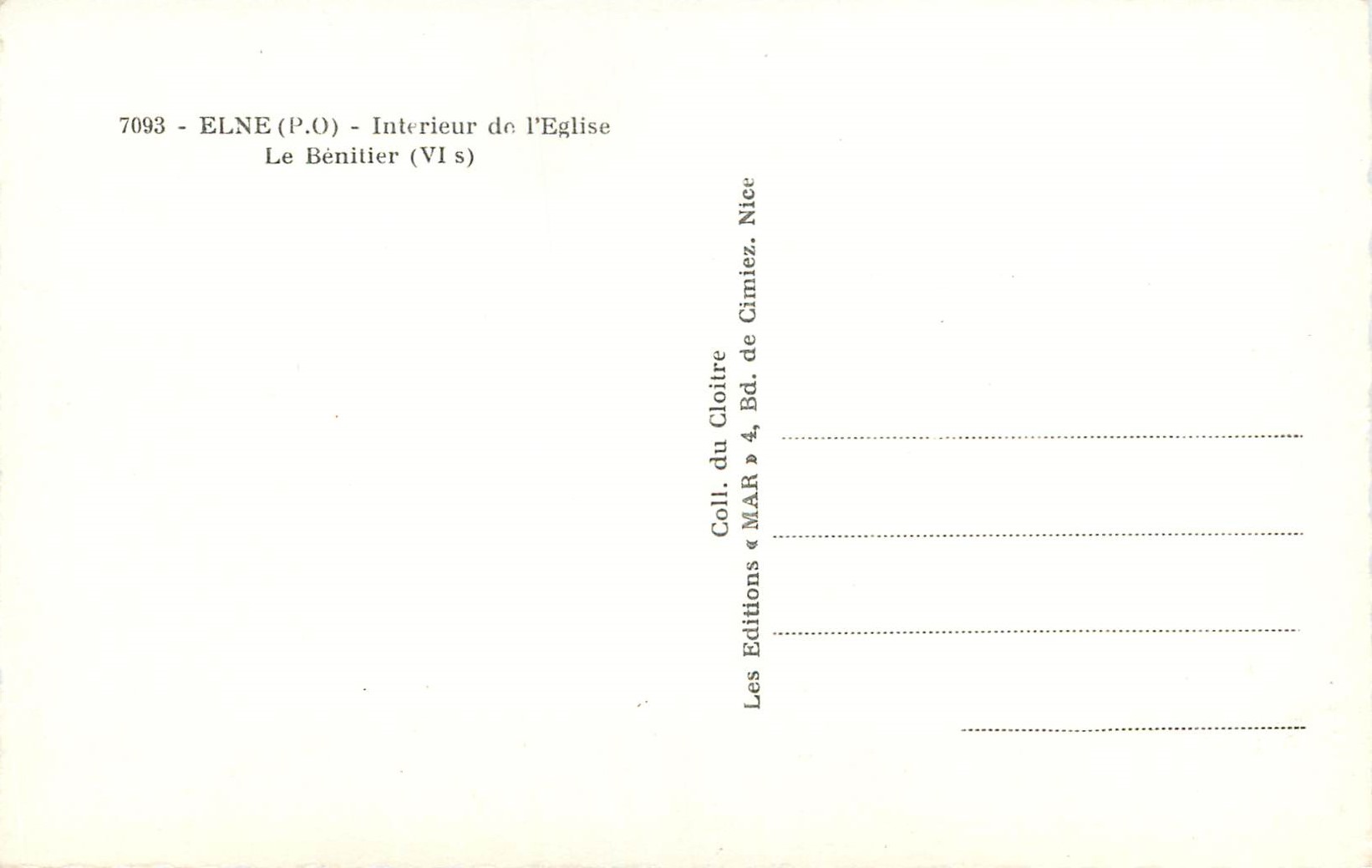 CPM Elne (P O) Interieur de l'Eglise le Benitier (VI s) — Rückseite