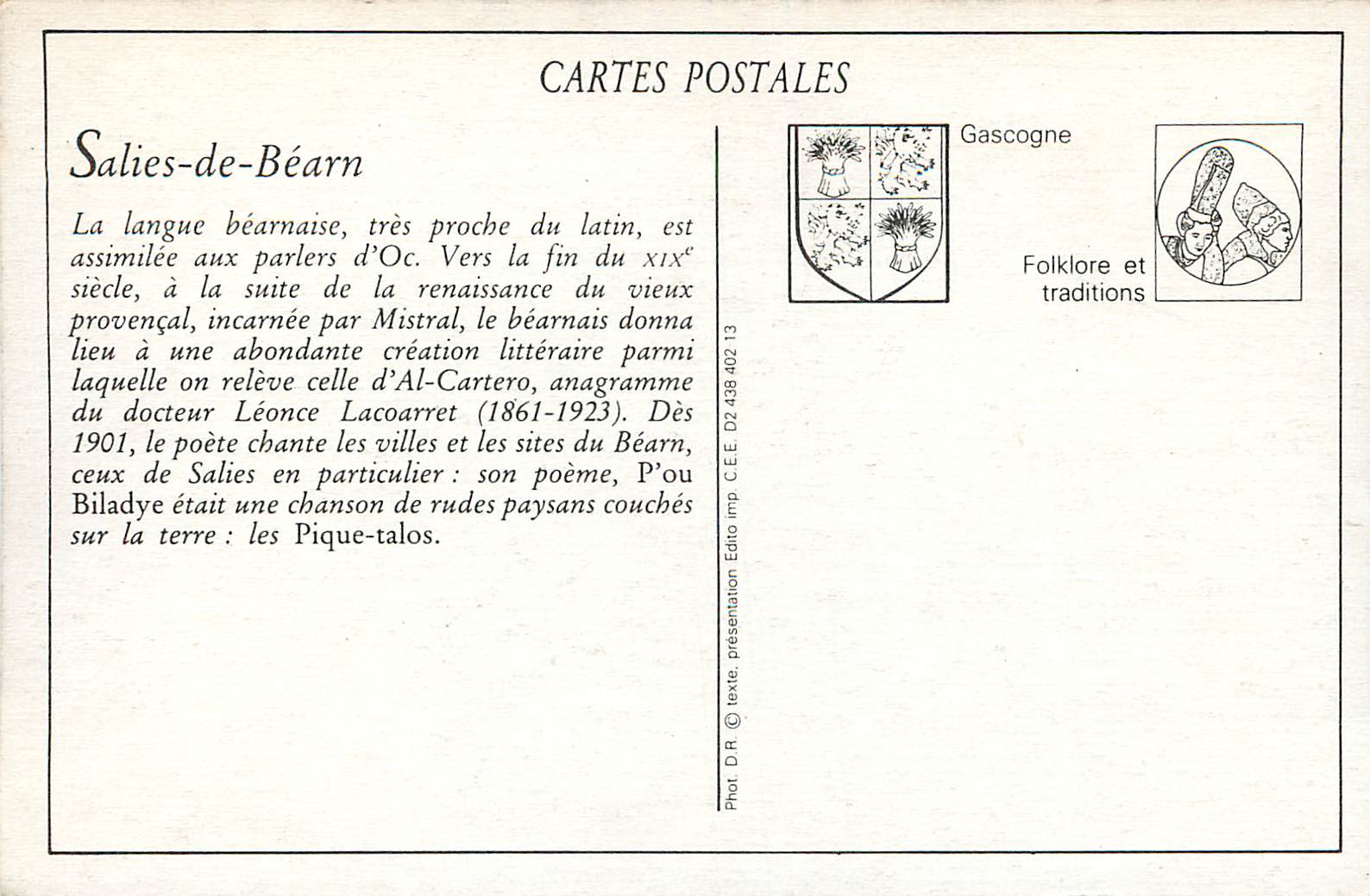 REPRO Salies de Bearn l'Ous Piquetalos (d'Al Cartero) — Rückseite