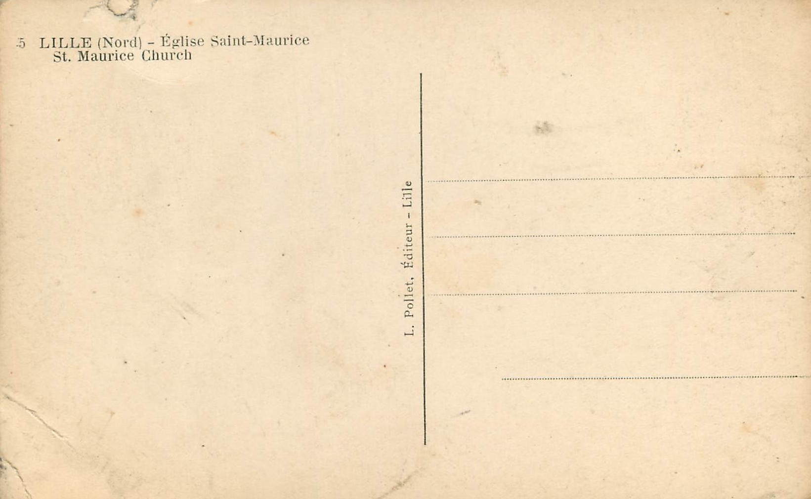 CPA Lille (Nord) Eglise Saint Maurice — Rückseite
