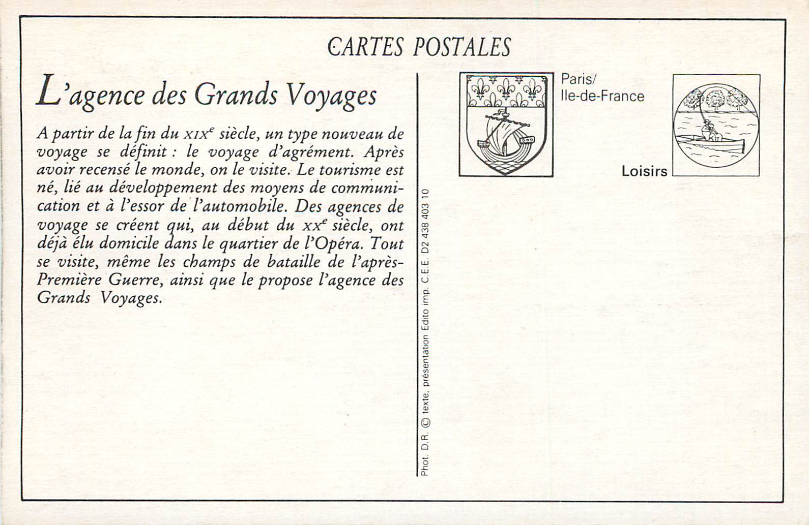REPRO Circuit de l'Agence des Grands Voyages 38 Boulevard des Italiens 1 Rue du Helder Paris Automobile — Verso