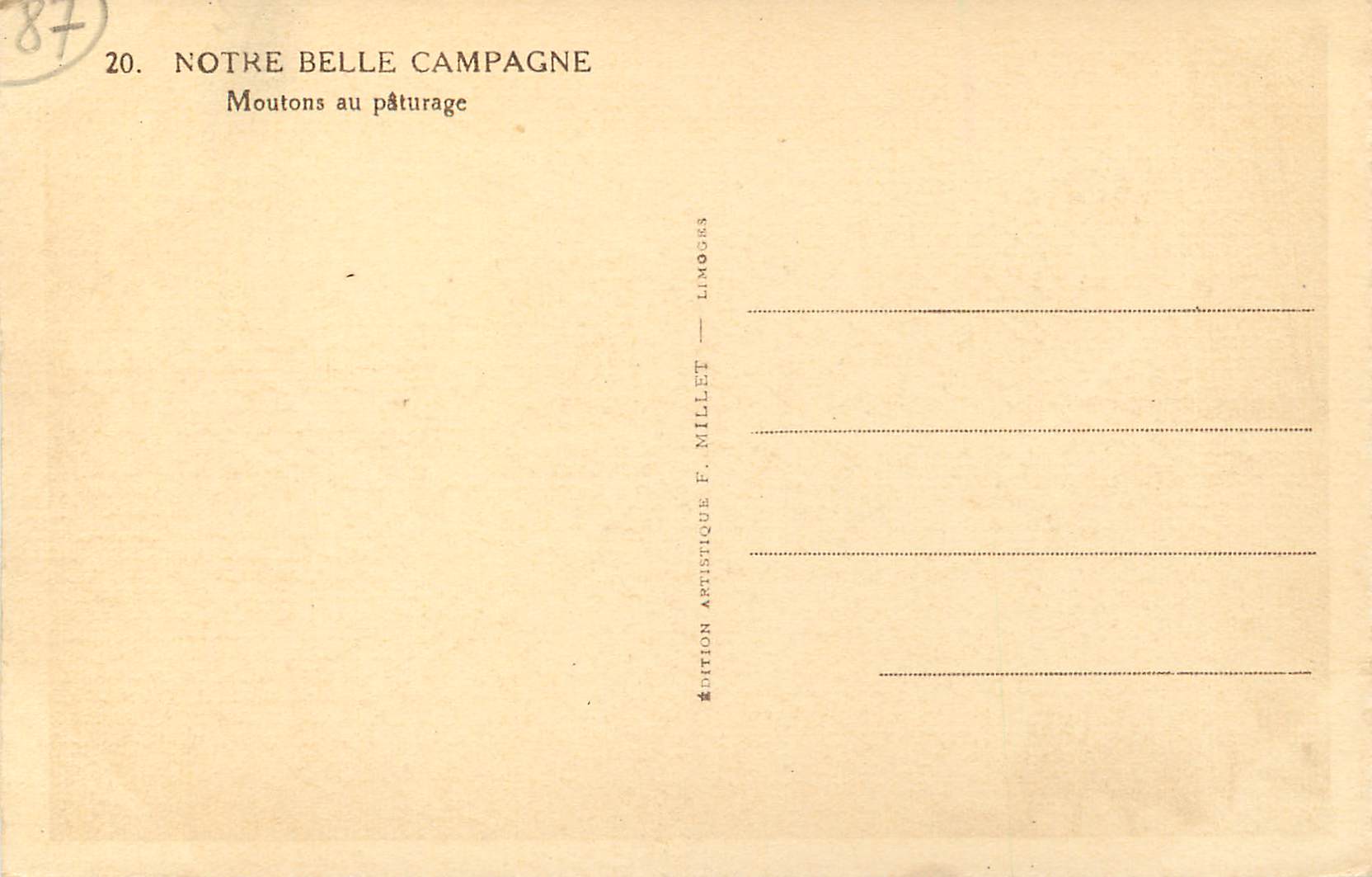 CPA Notre Belle Campagne Moutons au Paturage — Rückseite