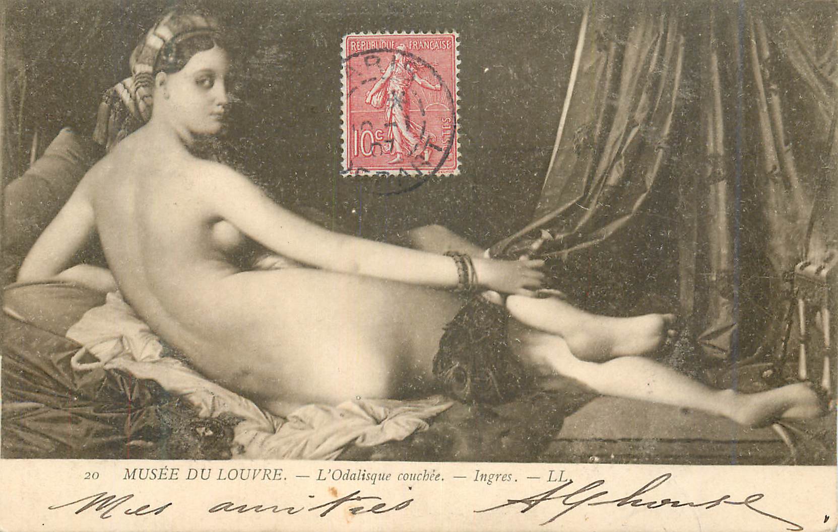 CPA Musee du Louvre l'Odalisque Couchee Ingres
