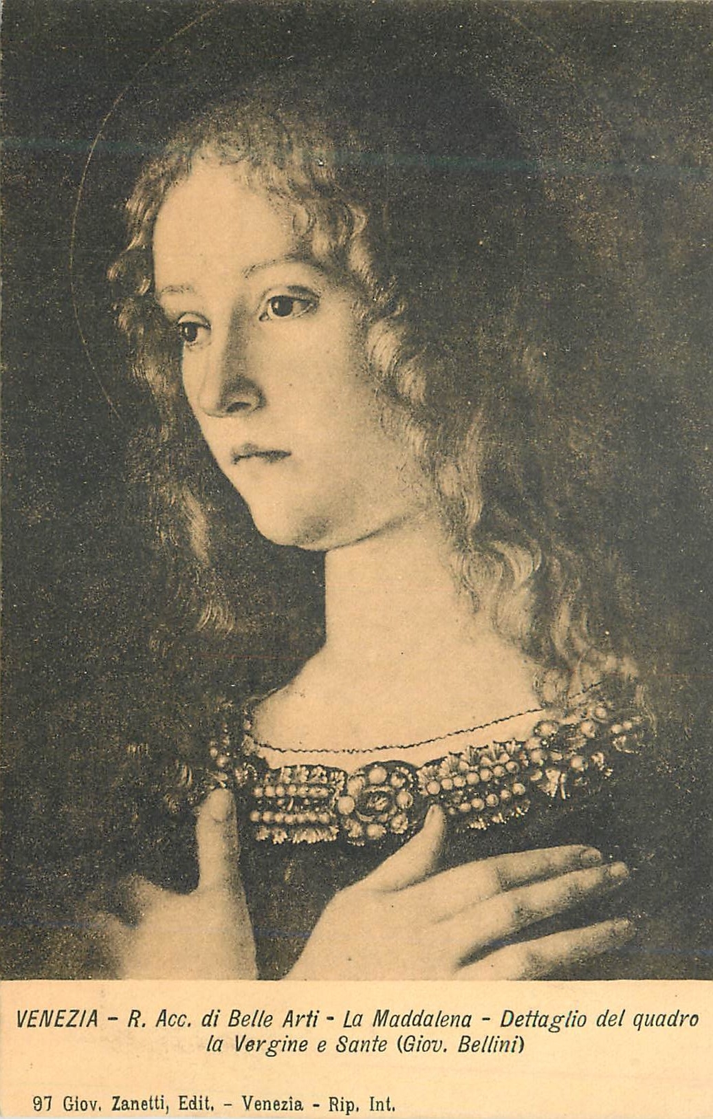 CPA Venezia R Accad di Belle Arti la Madda lena Dettaglio del Quadro la Vergine e Sante (Giov Bellini)