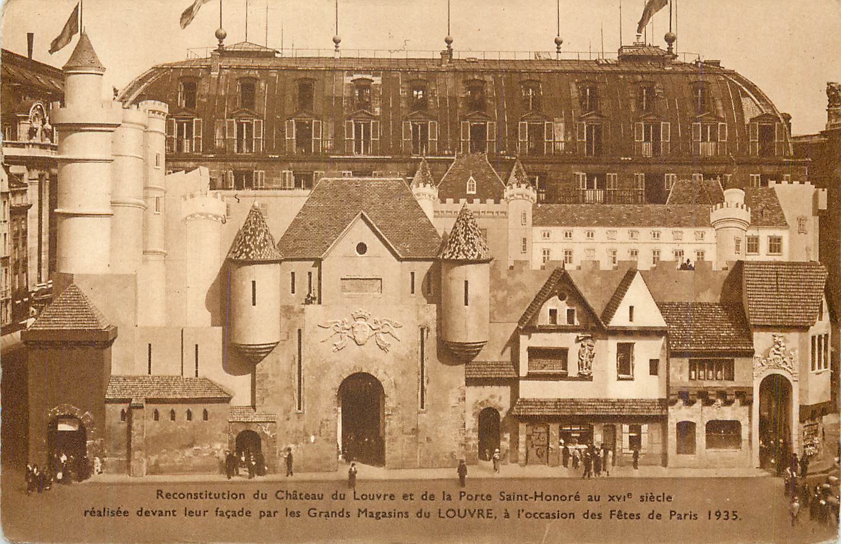 CPA Reconstitution du Chateau du Louvre et de la Porte Saint Honore au XVIe siecle